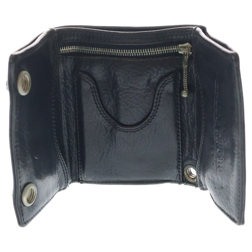CHROME HEARTS(クロムハーツ) 3FOLD 3フォールド クロスボールボタン クロスパッチ レザーウォレット 財布 ブラック