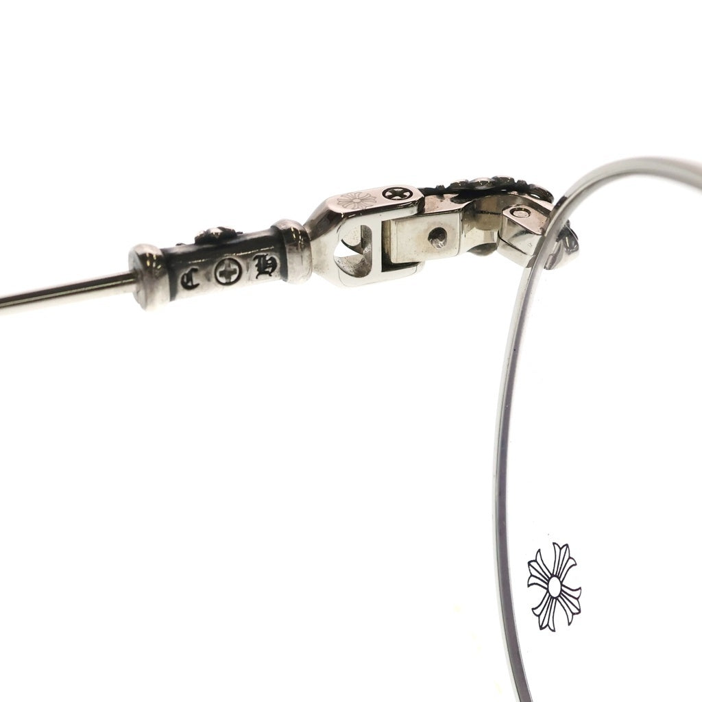 CHROME HEARTS(クロムハーツ) BUBBA-A クロステンプル メタルフレーム ラウンド眼鏡 アイウェア シルバー/ブラック