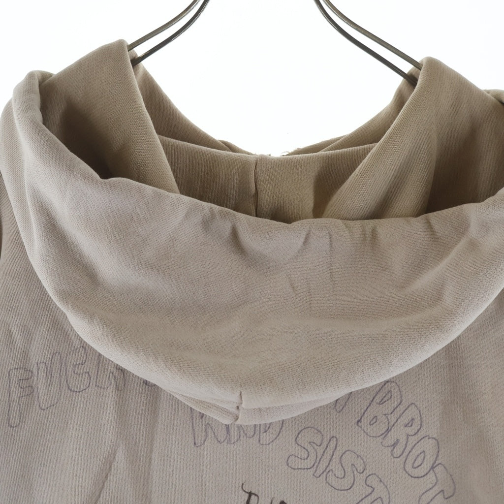 Paly Hollywood(パリーハリウッド) CONFESSIONS HOODIE BROWN ダメージ加工プルオーバーパーカー フーディー ベージュ