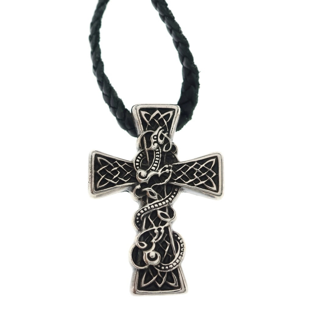 CHROME HEARTS(クロムハーツ) CELTIC CROSS XS ケルティッククロス Wレザーブレイドネックレス シルバー レディース