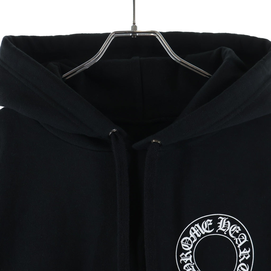 CHROME HEARTS(クロムハーツ) SWTSHRT PLVR 袖フローラル バックホースシュープリント スウェット プルオーバーパーカー ブラック