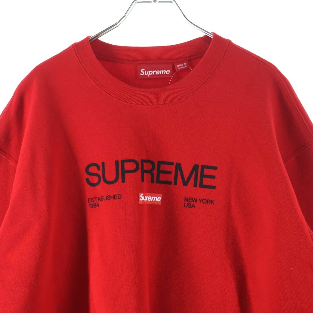 SUPREME(シュプリーム) 24SS Established Crewneck エスタブリッシュド クールネック スウェット トレーナー レッド