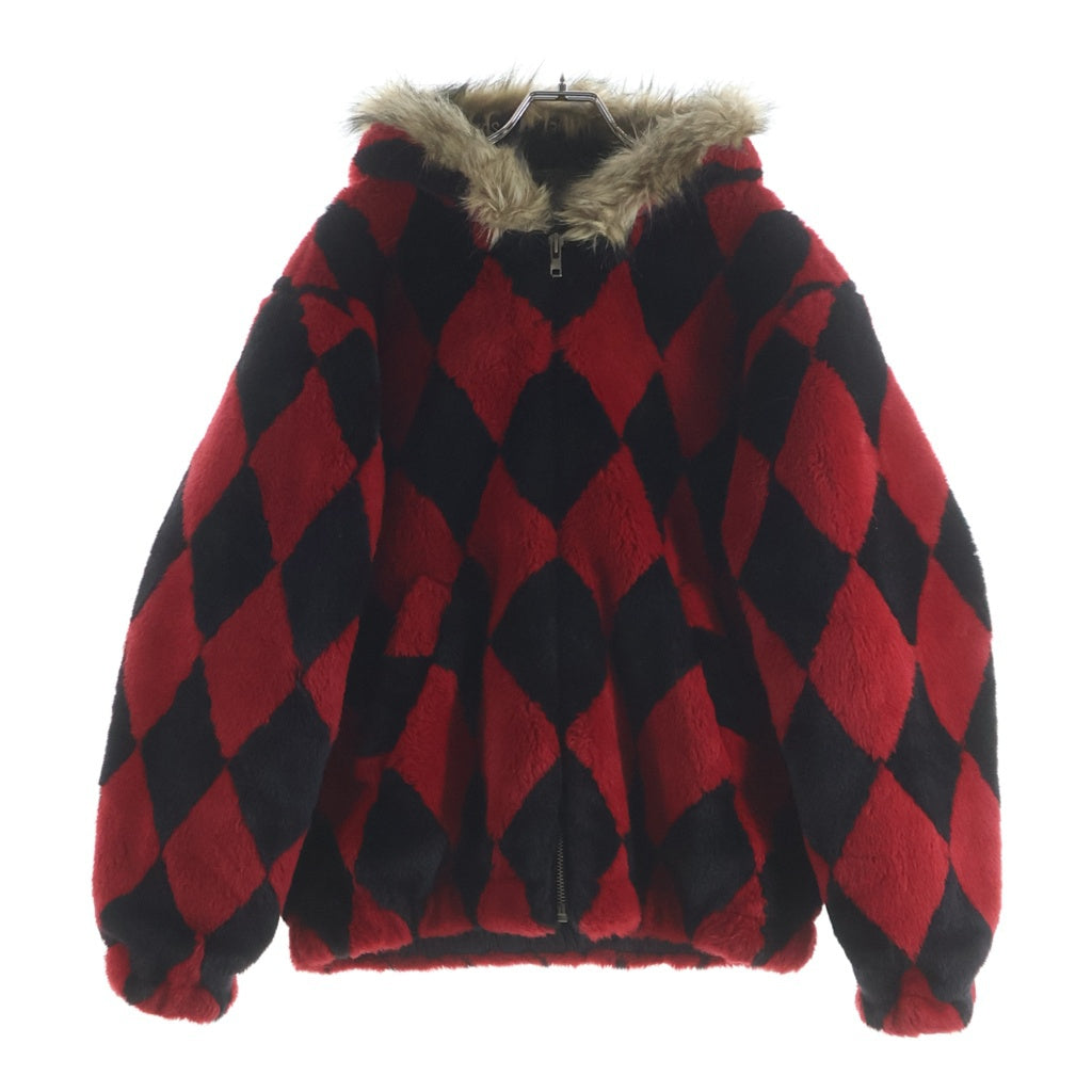 SUPREME(シュプリーム) 18AW Diamond Faux Fur Jacket ダイヤモンド フェイクファー ジャケット レッド