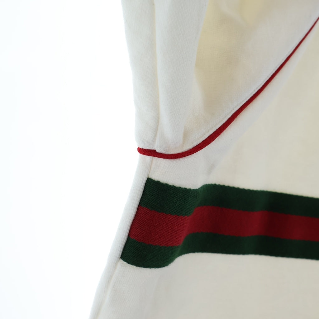 GUCCI(グッチ) ウェブ ストライプ ハーフジップ プルオーバー スウェット パーカー ホワイト 645320 XJDAK