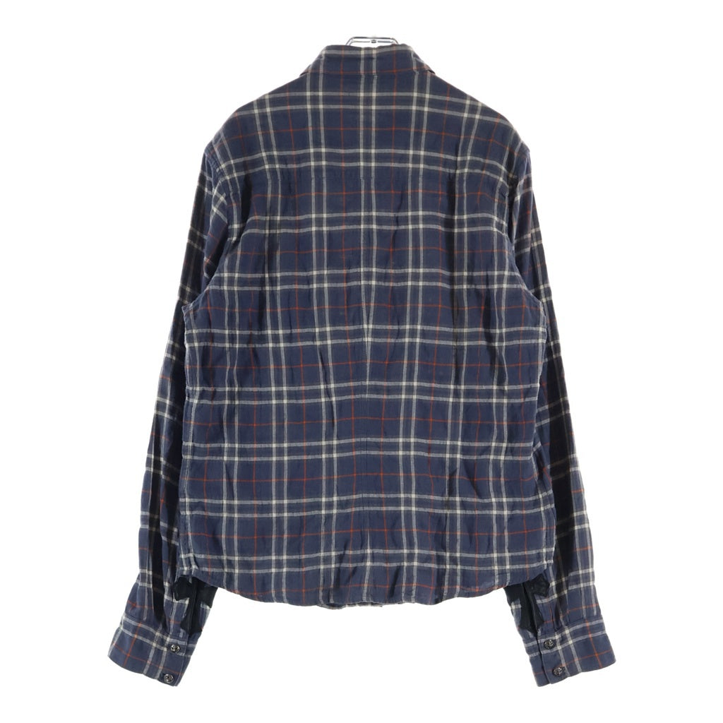 CHROME HEARTS(クロムハーツ) LOOSE ENDS ルーズエンド クロスボールボタン 長袖チェックシャツ ネイビー