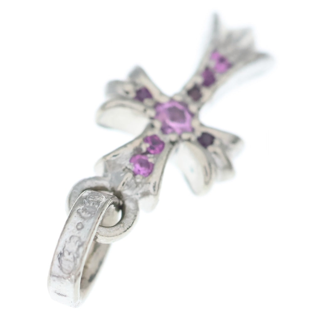 CHROME HEARTS(クロムハーツ) 18KWG CRS BBYFAT P SAP P ベイビーファットクロス PAVEピンクサファイヤ ペンダントトップ ホワイトゴールド