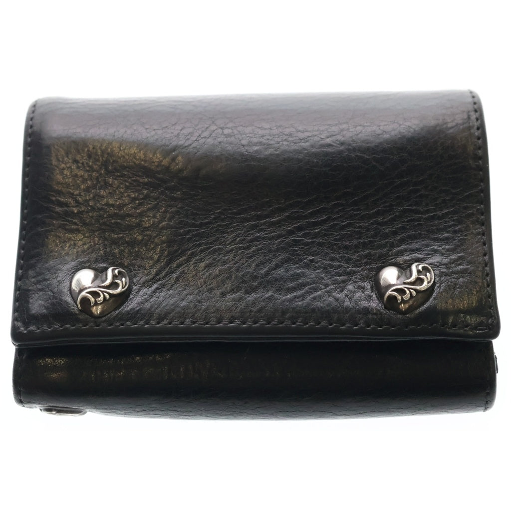 CHROME HEARTS(クロムハーツ) 3FOLD 3フォールド ハートボタン レザーウォレット 財布 ブラック