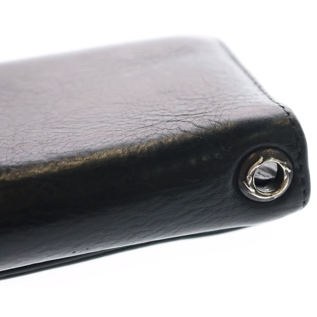 CHROME HEARTS(クロムハーツ) 3FOLD 3フォールド ハートボタン レザーウォレット 財布 ブラック