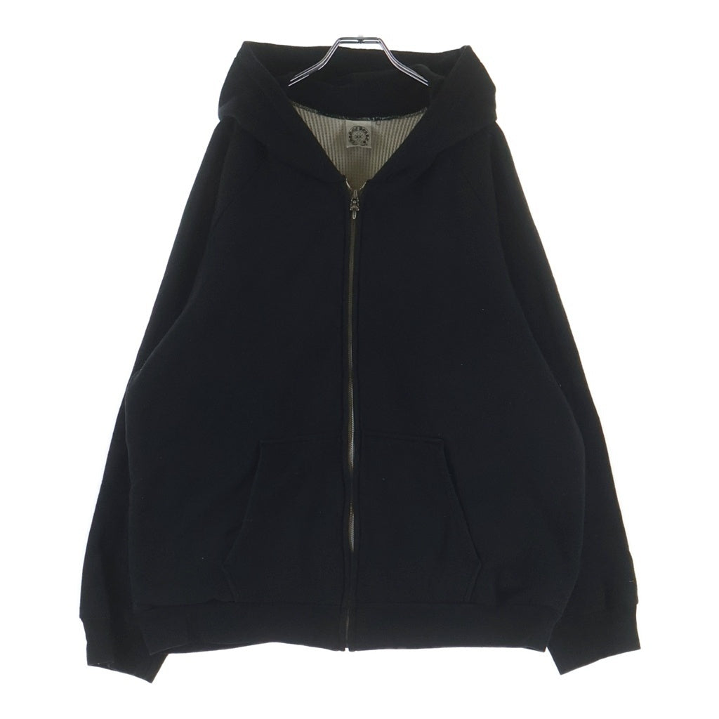 CHROME HEARTS(クロムハーツ) OLD THRML SWTSHRT HD ZIP 裏地サーマルアームフローラル バックホースシュープリント ダガージップアップパーカー ブラック