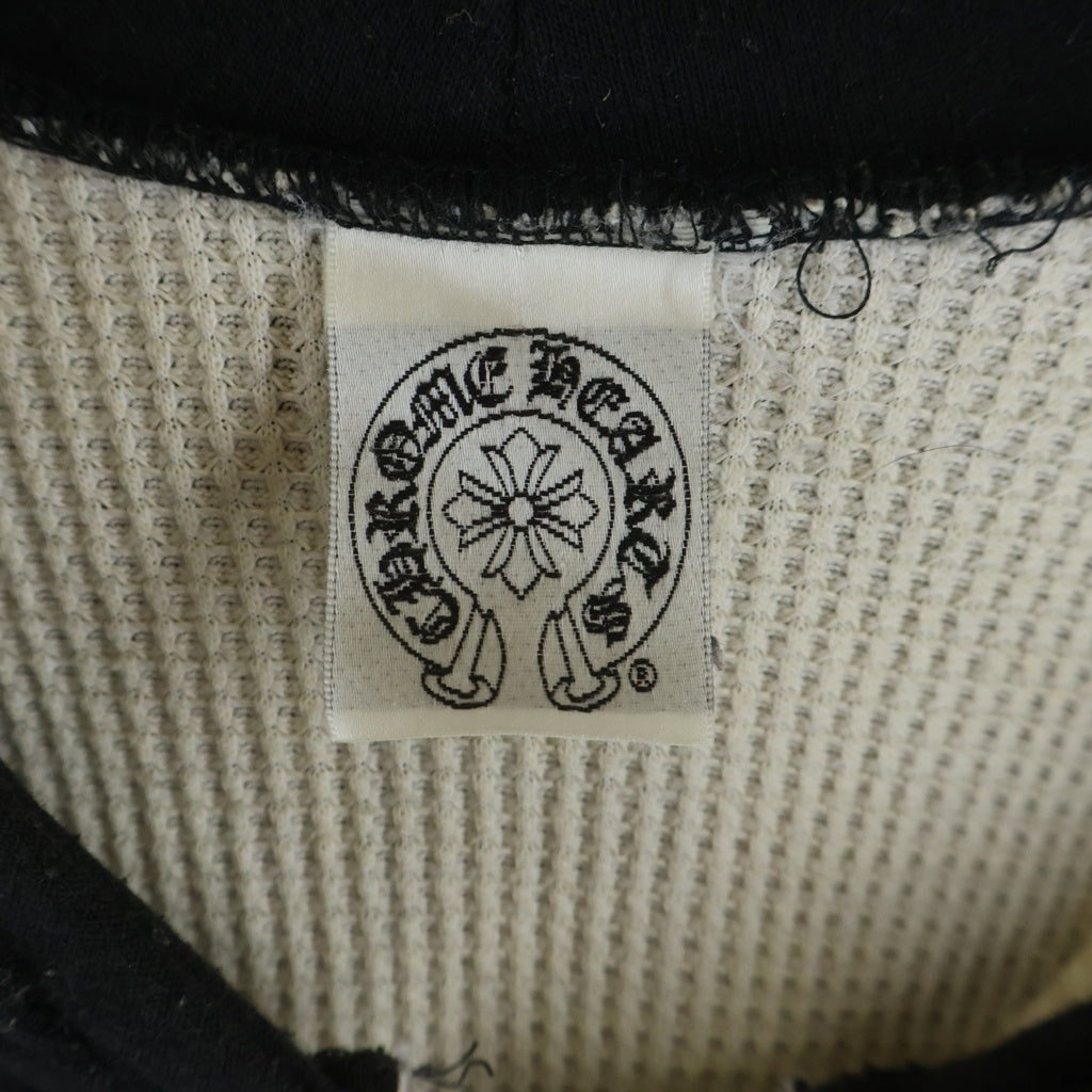 CHROME HEARTS(クロムハーツ) OLD THRML SWTSHRT HD ZIP 裏地サーマルアームフローラル バックホースシュープリント ダガージップアップパーカー ブラック