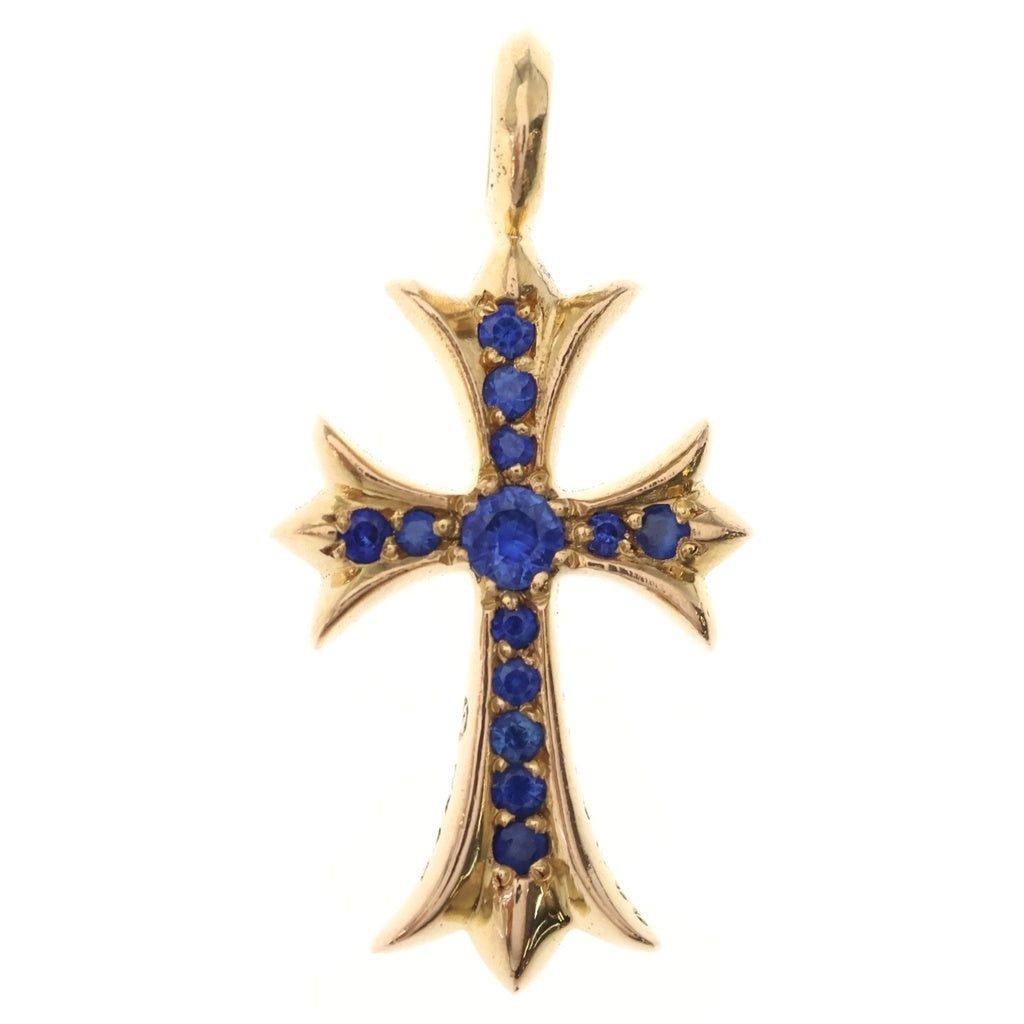CHROME HEARTS(クロムハーツ) 22K TNY CRSF P/SAP タイニーファットクロス PAVEサファイア ペンダントトップ ゴールド