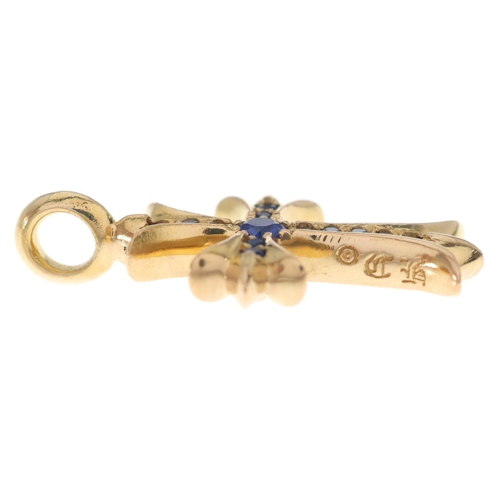 CHROME HEARTS(クロムハーツ) 22K TNY CRSF P/SAP タイニーファットクロス PAVEサファイア ペンダントトップ ゴールド