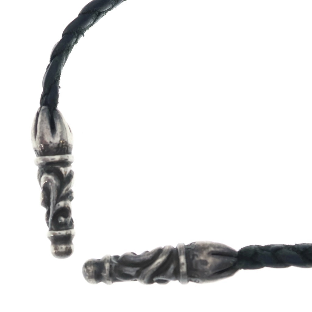 CHROME HEARTS(クロムハーツ) LEATHER BRAID SCROLL ネックレス レザーブレイドネックレス ブラック/シルバー BCA377