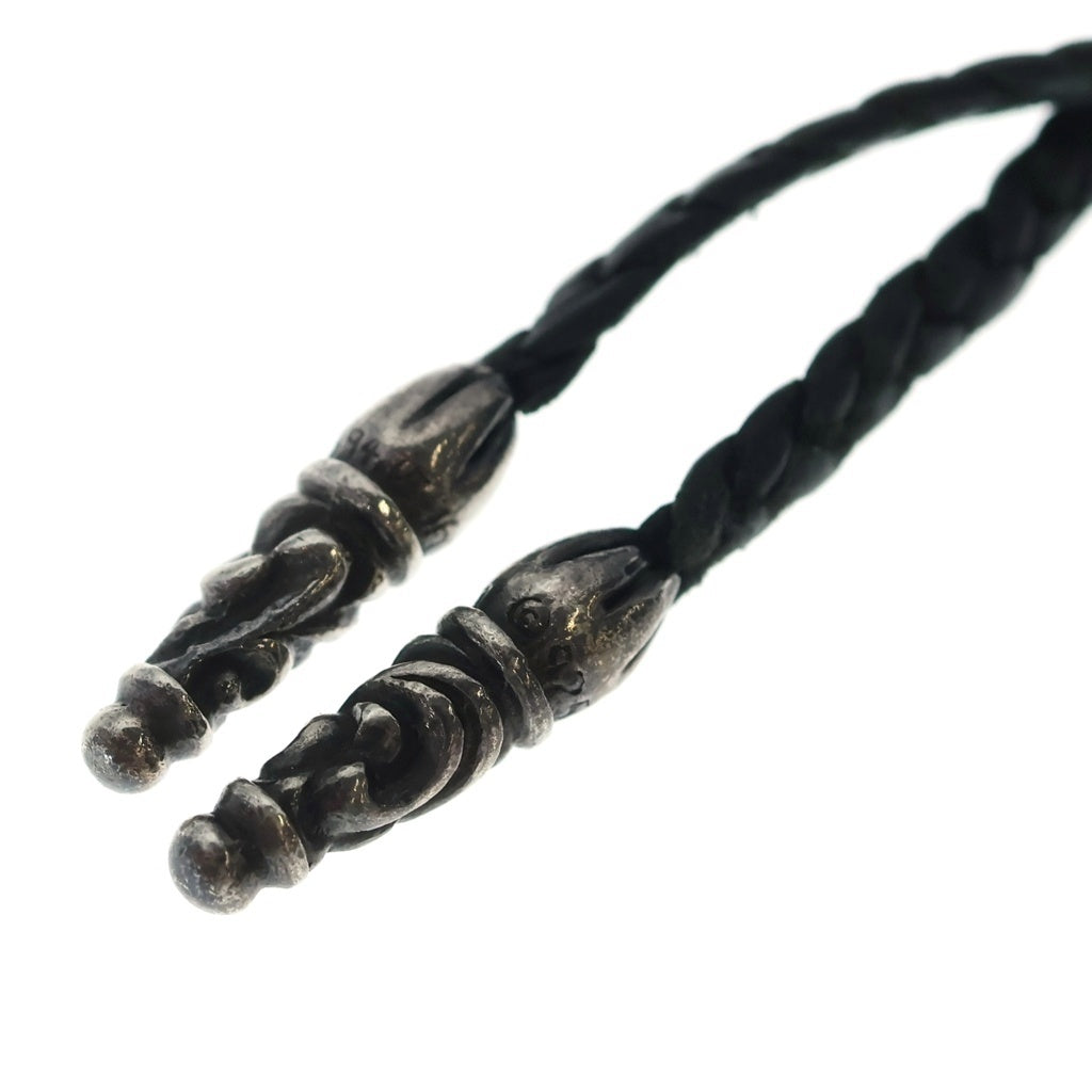 CHROME HEARTS(クロムハーツ) LEATHER BRAID SCROLL ネックレス レザーブレイドネックレス ブラック/シルバー BCA377