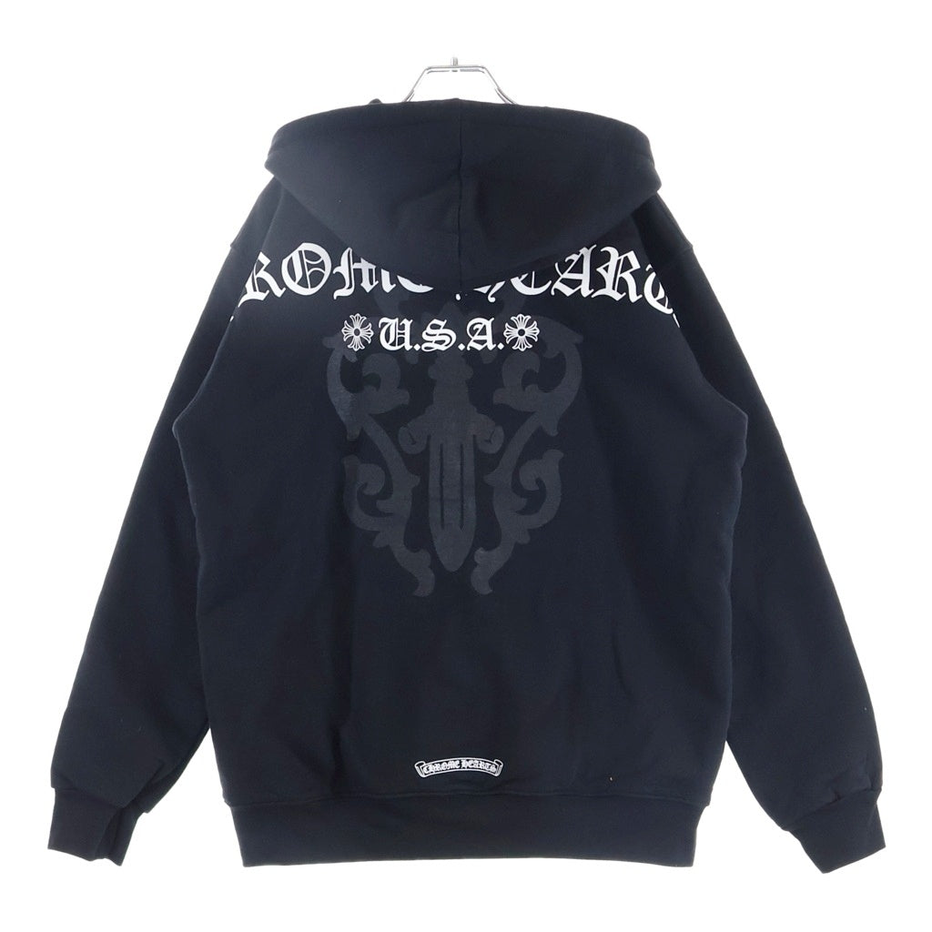 CHROME HEARTS(クロムハーツ) バックダガープリント サーマル裏地 ダガージップアップパーカー ブラック