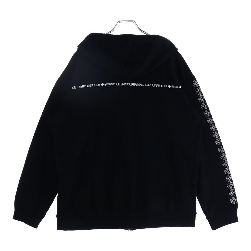 CHROME HEARTS(クロムハーツ) Zip Up Hoodie 袖Chプリント バックロゴ ジップアップパーカー ブラック