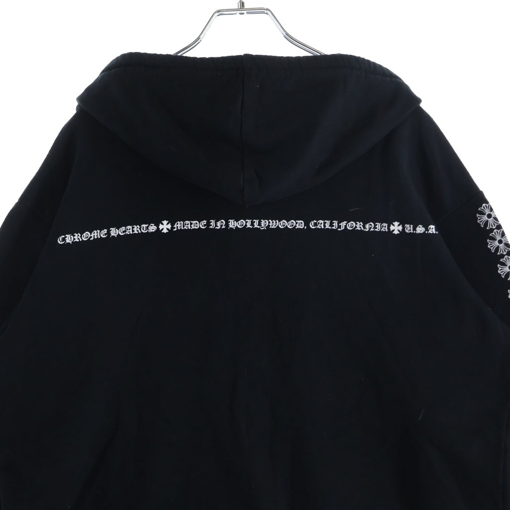 CHROME HEARTS(クロムハーツ) Zip Up Hoodie 袖Chプリント バックロゴ ジップアップパーカー ブラック