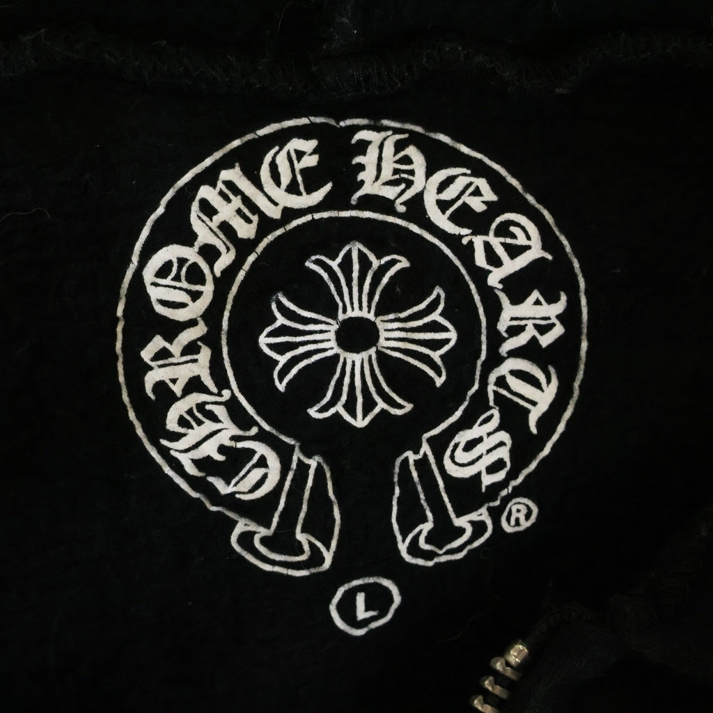 CHROME HEARTS(クロムハーツ) Zip Up Hoodie 袖Chプリント バックロゴ ジップアップパーカー ブラック