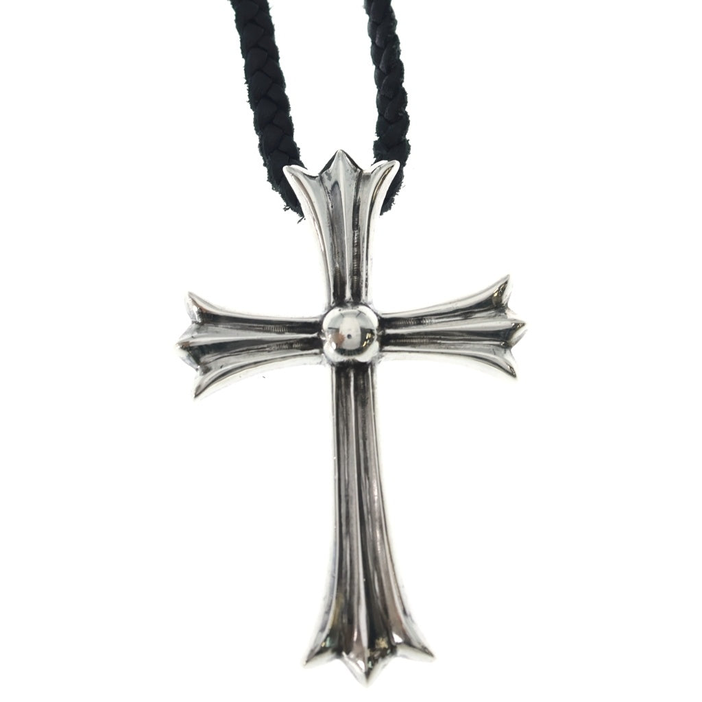 CHROME HEARTS(クロムハーツ) CH CRS LG BC ラージCHクロスペンダント Wボロチップ レザーブレイドネックレス シルバー BCA214