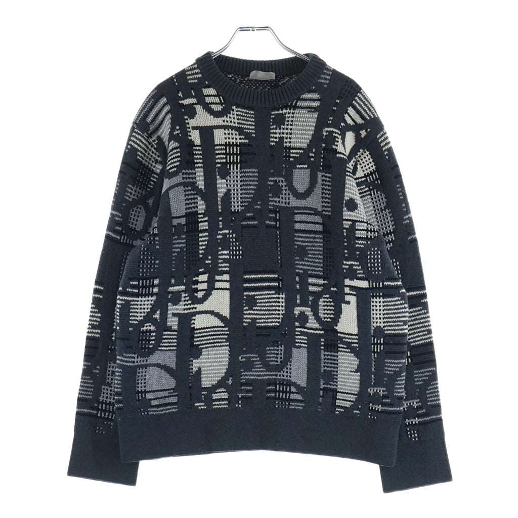 Christian Dior(クリスチャンディオール) 21AW Oblique Wool Jacquard Sweater オブリーク ウール ジャガード ニット セーター 213M658AT377 グレー