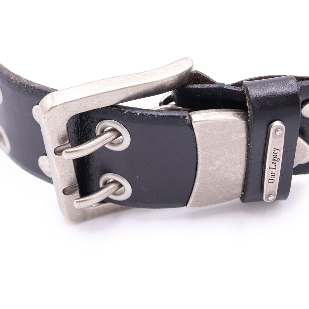 OUR LEGACY(アワーレガシー) Flecking Black Leather Belt スタッズ レザーベルト ブラック