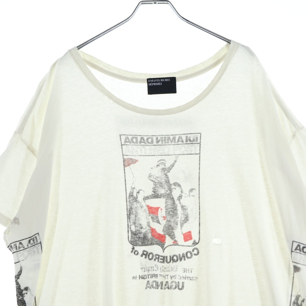 ENFANTS RICHES DEPRIMES(アンファンリッシュデプリメ) IDI AMIN DADA T-SHIRT ヴィンテージ加工 半袖Tシャツ 半袖カットソー ホワイト