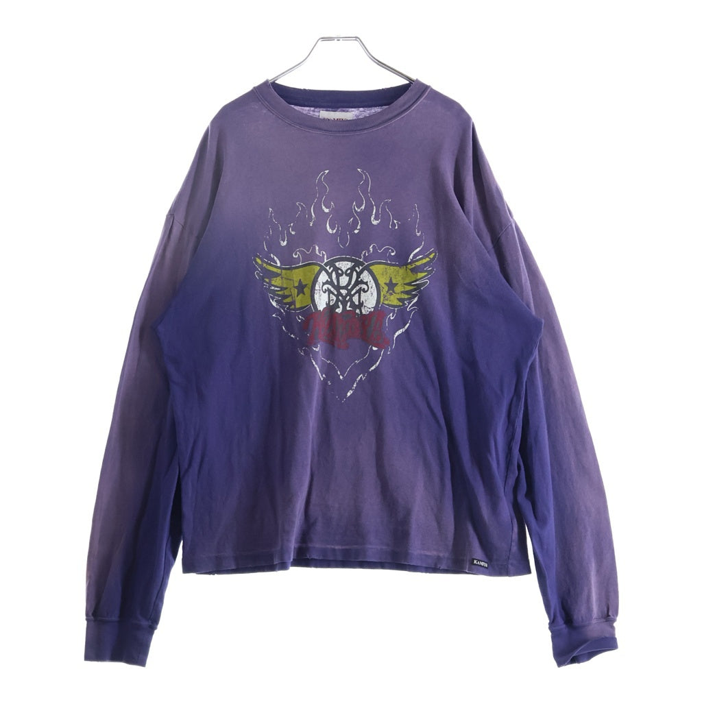 KAMIYA(カミヤ) フロントプリント 長袖Tシャツ パープル G16LT084