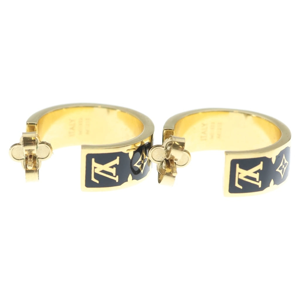LOUIS VUITTON(ルイヴィトン) ピアス・ナノ グラム エナメル ブラック/ゴールド M01833 レディース