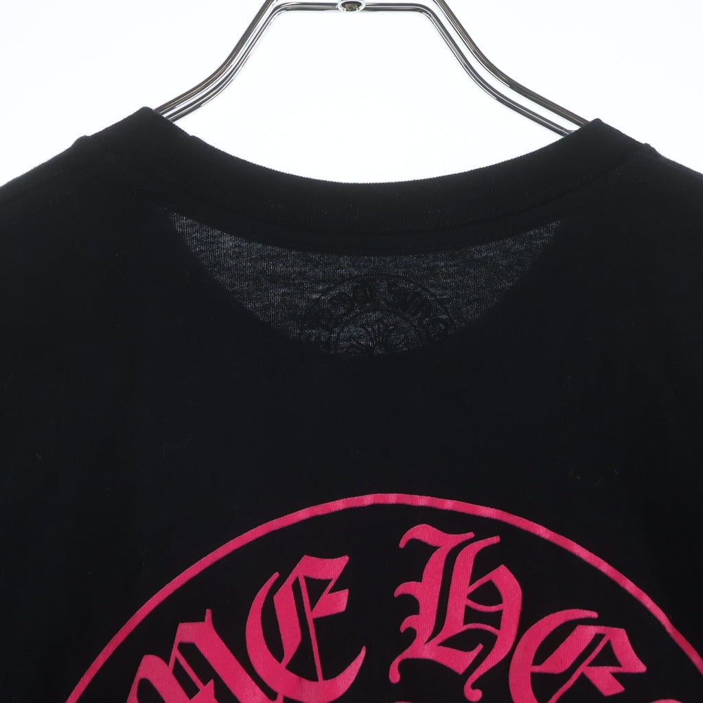 CHROME HEARTS(クロムハーツ) CH T-SHRT 1 バックホースシュープリントTシャツ ブラック/ピンク