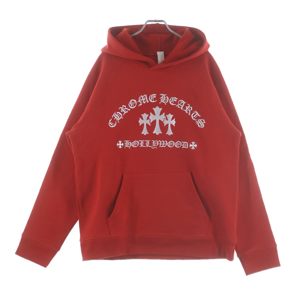 CHROME HEARTS(クロムハーツ) Y NOT Cemetery Cross Pullover Hoodie King Taco ワイノットセメタリークロスプルオーバーフーディ パーカー ロゴ刺繍 レッド