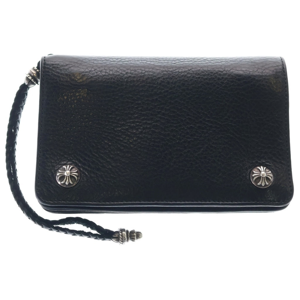 CHROME HEARTS(クロムハーツ) 2ZIP STRAP 2ジップ ストラップ ストラップ付クロスボールボタン レザーウォレット 財布 ブラック