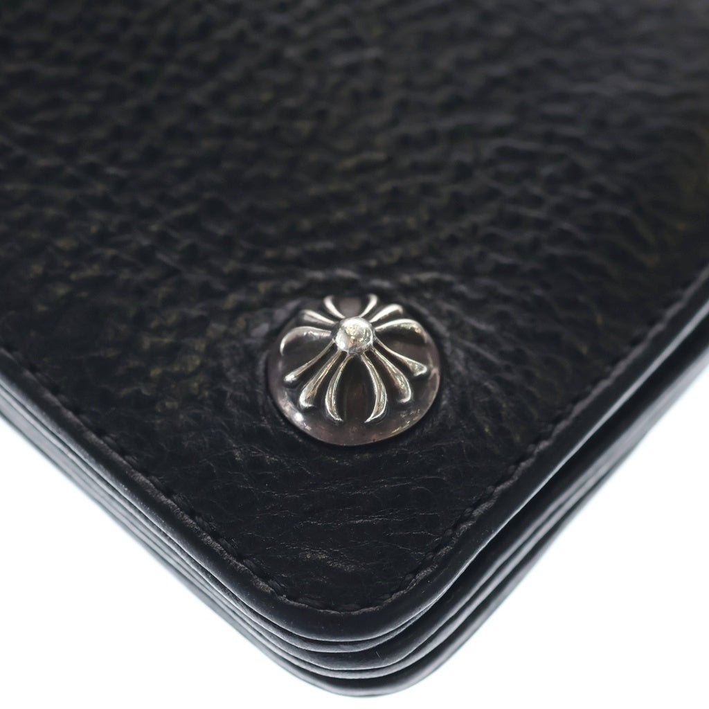 CHROME HEARTS(クロムハーツ) 2ZIP STRAP 2ジップ ストラップ ストラップ付クロスボールボタン レザーウォレット 財布 ブラック