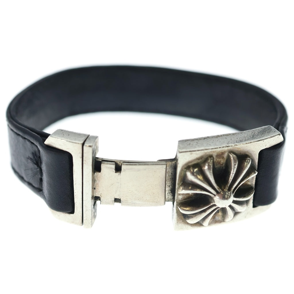 CHROME HEARTS(クロムハーツ) HARNESS CROSS BOX ハーネス クロスボックス レザーブレスレット シルバー/ブラック