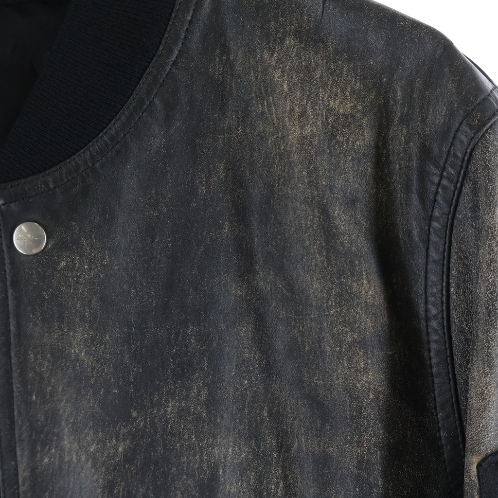 Rick Owens(リックオウエンス) 25SS LONG SLEEVED LEATHER JACKET ロングスリーブ レザー ジャケット ブラック RU01E5778-LTP