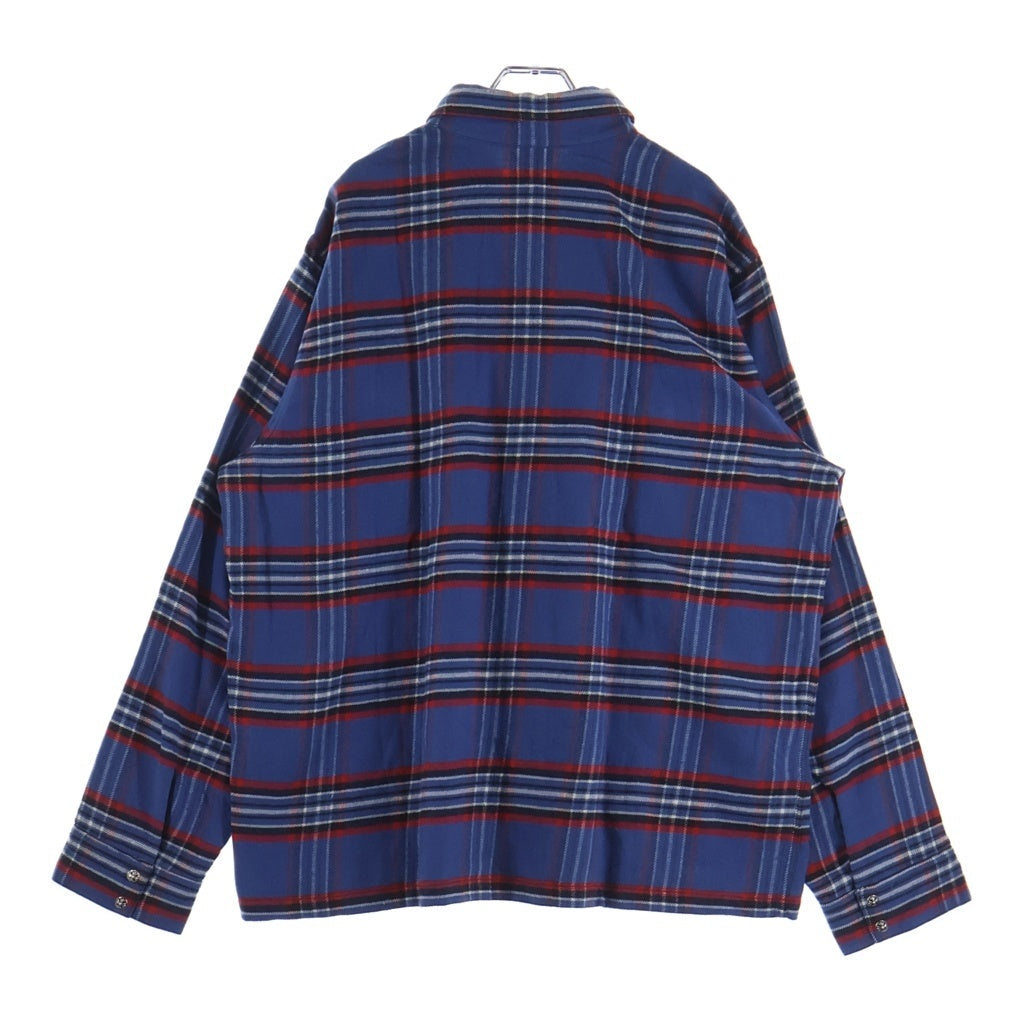 CHROME HEARTS(クロムハーツ) WORK DOG ワークドッグ クロスボタン チェック柄フランネル 長袖シャツ ブルー/レッド