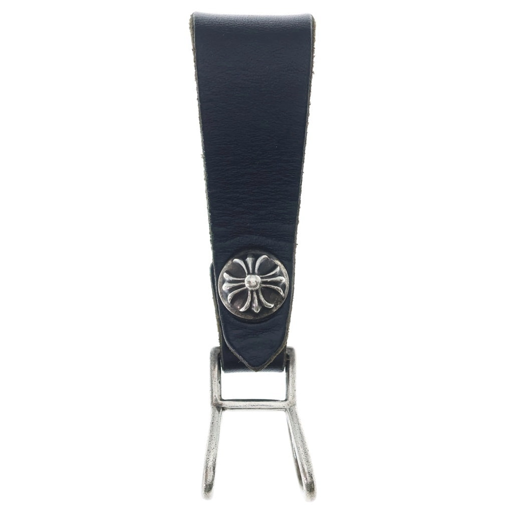 CHROME HEARTS(クロムハーツ) BELT LOOP クロスボールボタンレザーベルトループ シルバー/ブラック BCA397