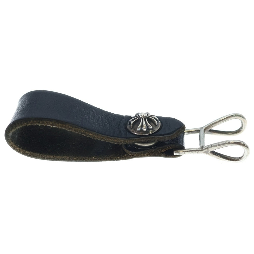 CHROME HEARTS(クロムハーツ) BELT LOOP クロスボールボタンレザーベルトループ シルバー/ブラック BCA397