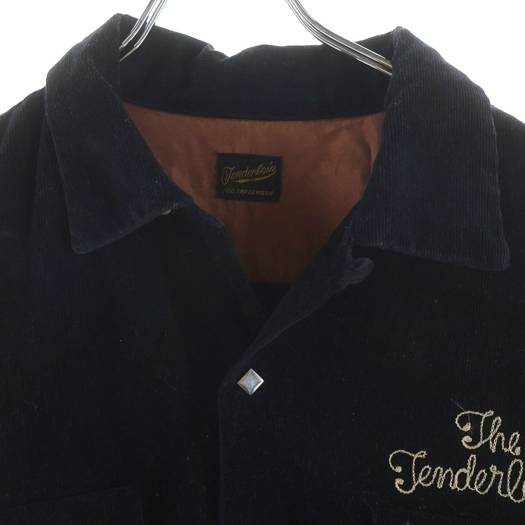 TENDERLOIN(テンダーロイン) フロント刺繍 コーデュロイ 長袖シャツ ブラック
