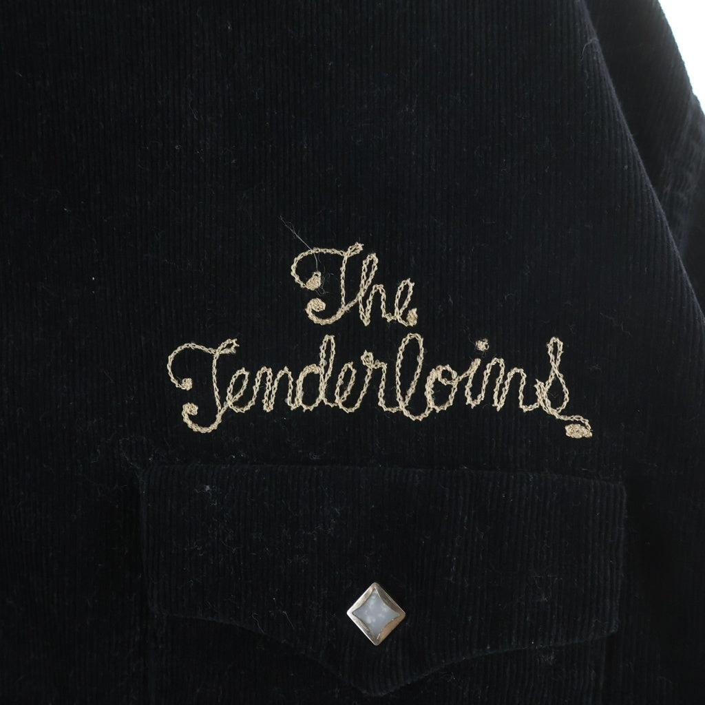 TENDERLOIN(テンダーロイン) フロント刺繍 コーデュロイ 長袖シャツ ブラック