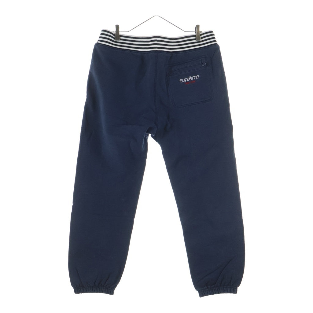 SUPREME(シュプリーム) Classic Logo Striped Rib Sweatpant ロゴ刺繍 スウェットパンツ ブラック