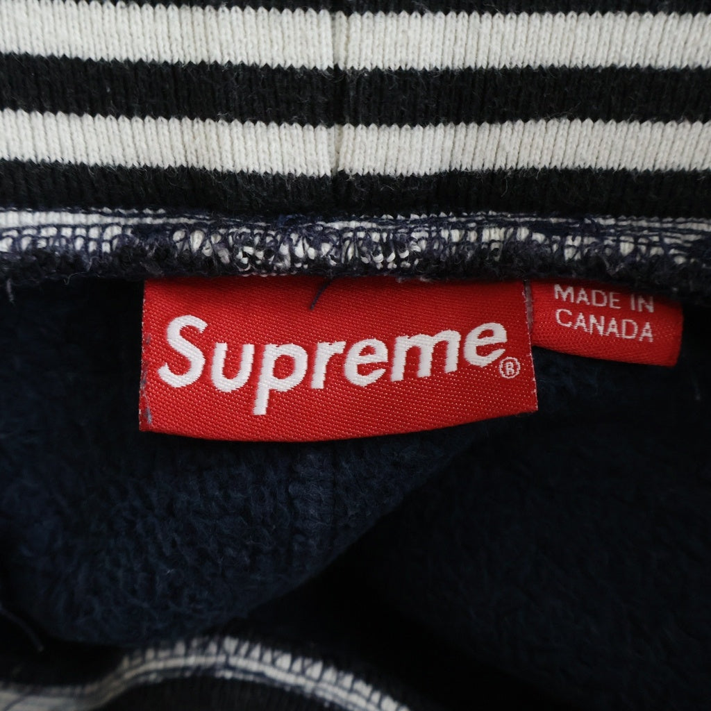 SUPREME(シュプリーム) Classic Logo Striped Rib Sweatpant ロゴ刺繍 スウェットパンツ ブラック