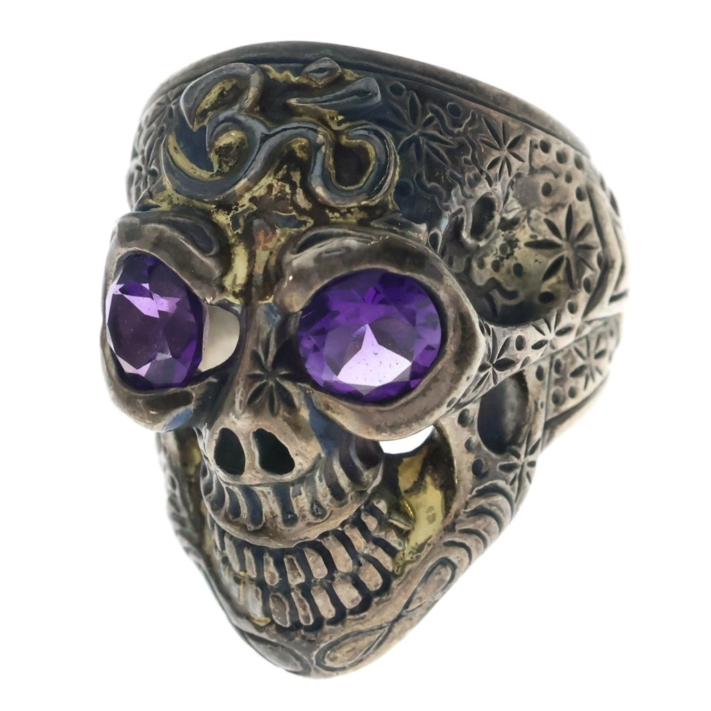 Bill Wall Leather/BWL(ビルウォールレザー) SKULL RING スカルリング シルバー/パープル