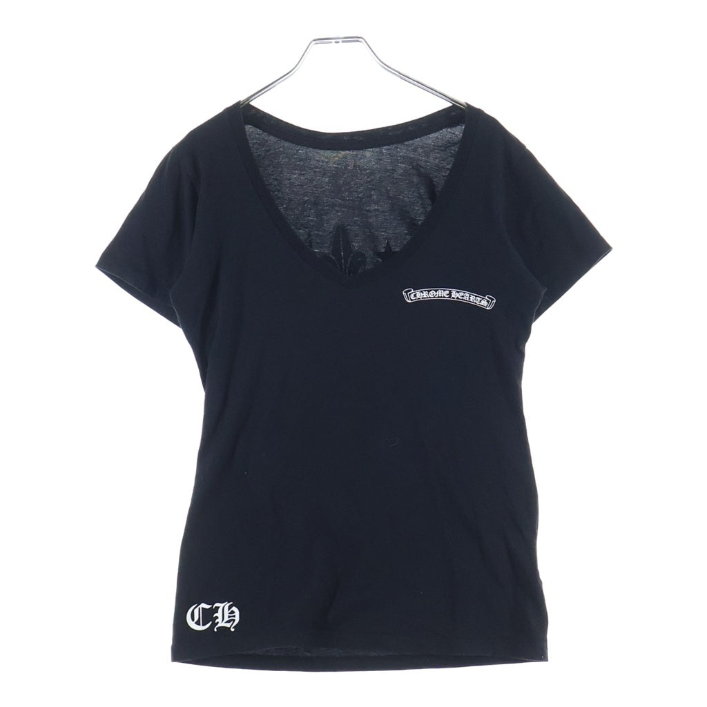 CHROME HEARTS(クロムハーツ) スターバックプリント Vネック 半袖Tシャツ カットソー ブラック