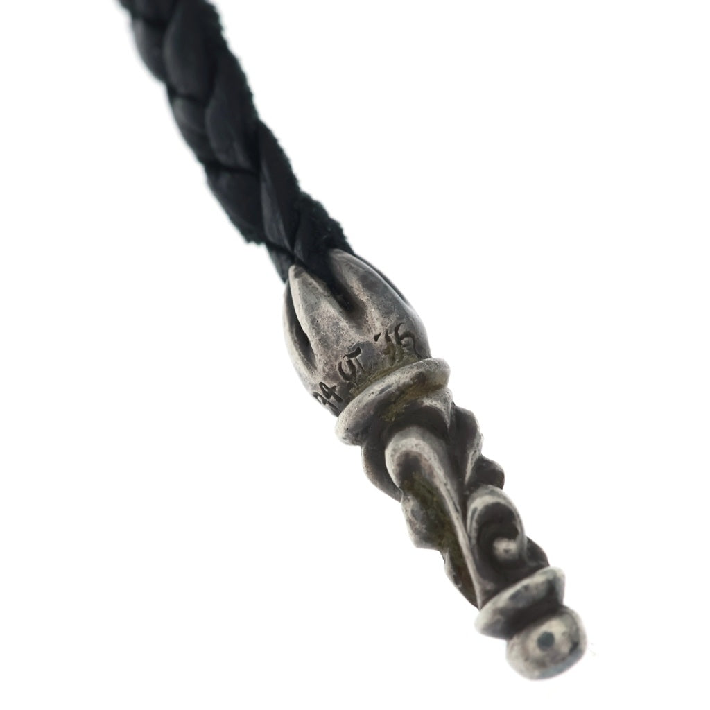 CHROME HEARTS(クロムハーツ) LEATHER BRAID SCROLL ネックレス レザーブレイドネックレス ブラック/シルバー BCA377