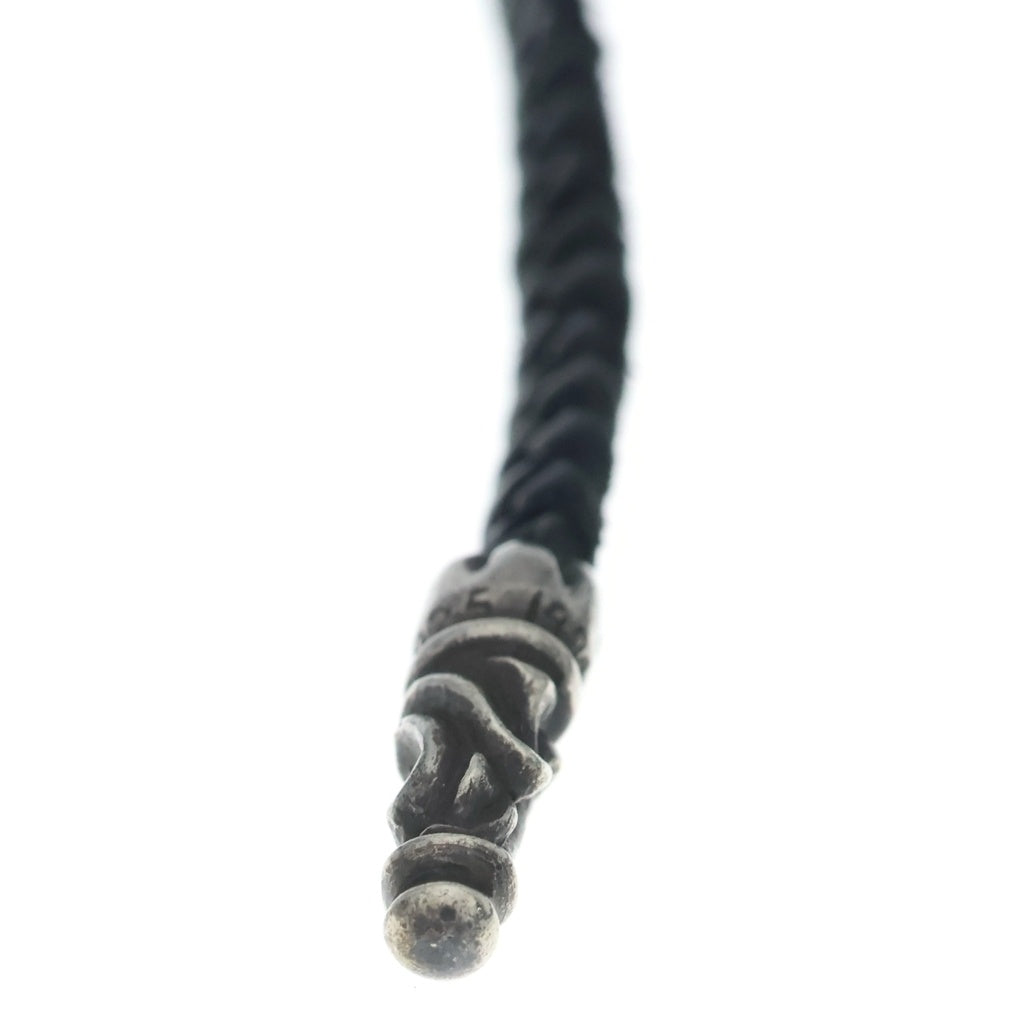 CHROME HEARTS(クロムハーツ) LEATHER BRAID SCROLL ネックレス レザーブレイドネックレス ブラック/シルバー BCA377