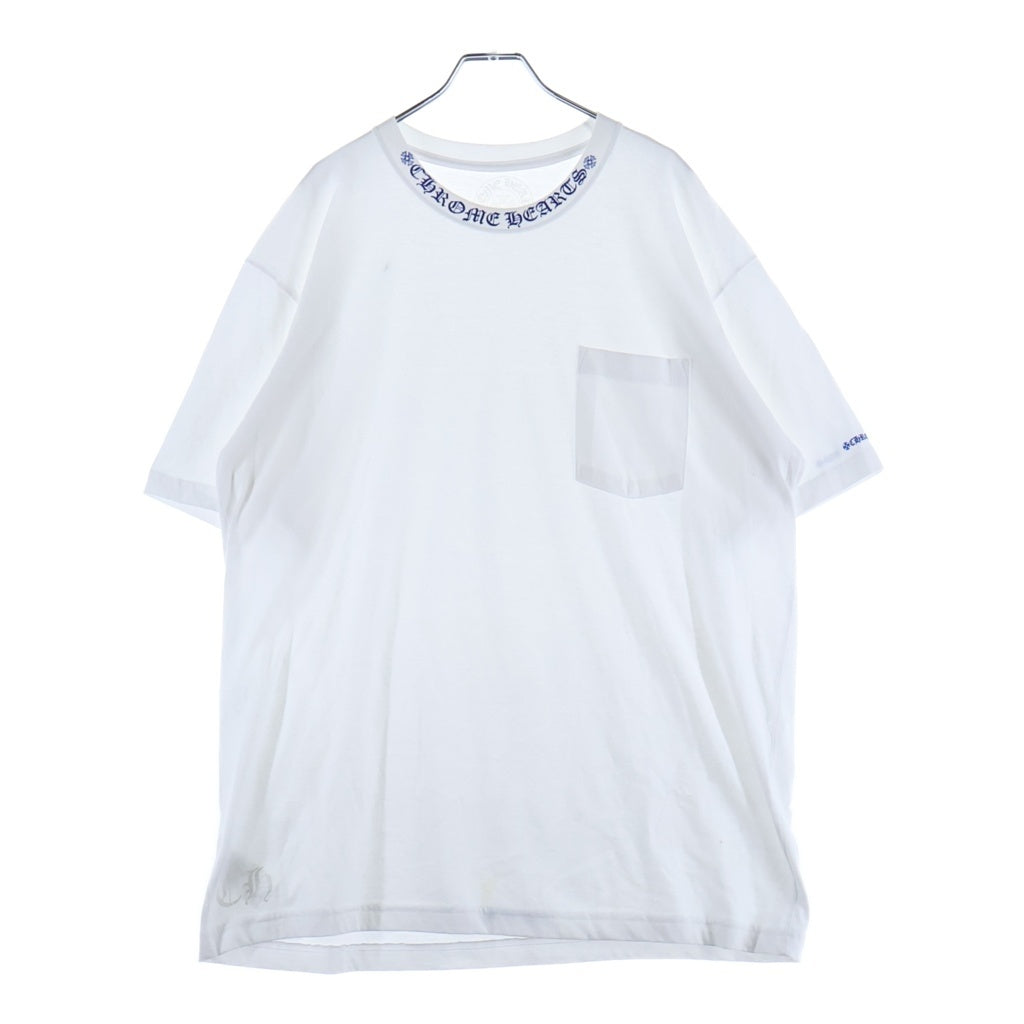 CHROME HEARTS(クロムハーツ) NECK LOGO ネックロゴ ポケット クルーネック半袖Tシャツカットソー ホワイト