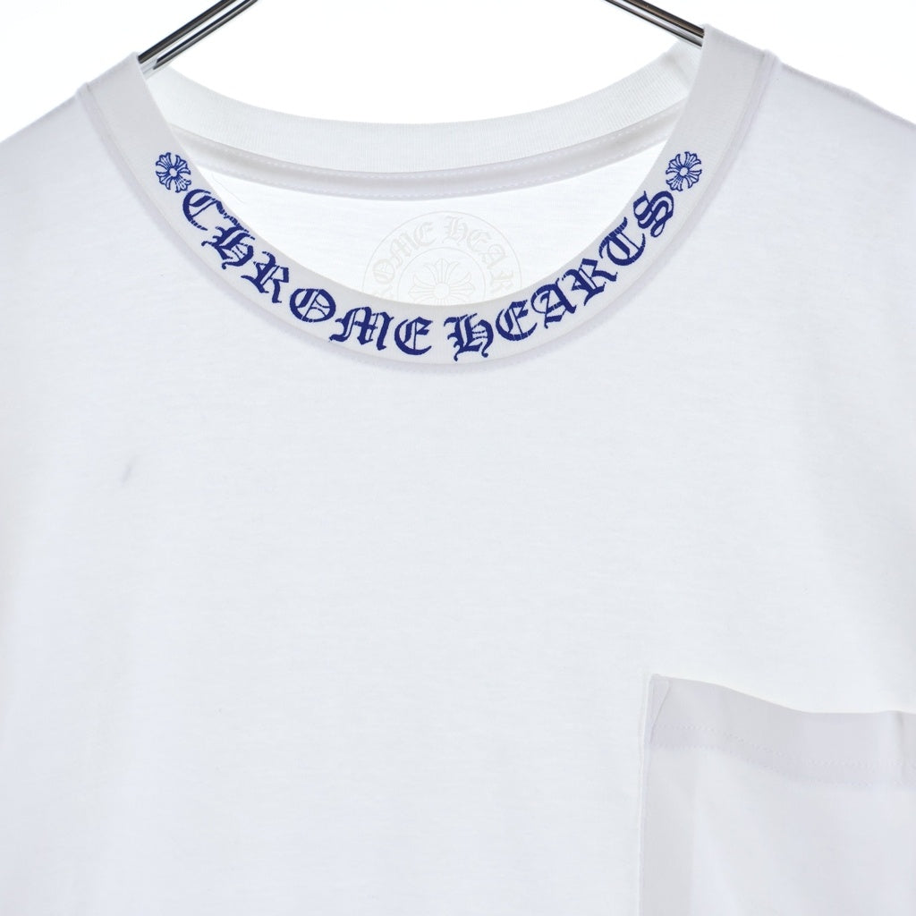 CHROME HEARTS(クロムハーツ) NECK LOGO ネックロゴ ポケット クルーネック半袖Tシャツカットソー ホワイト