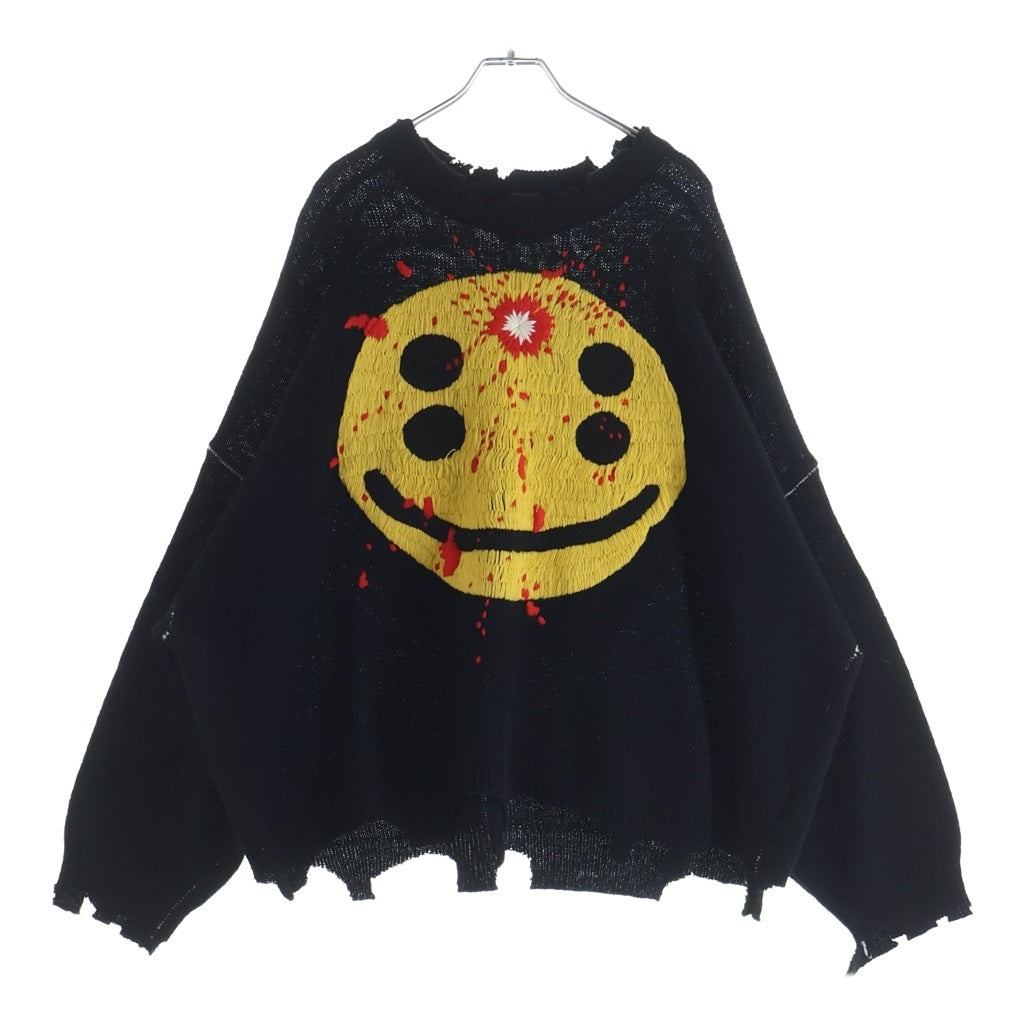 SAINT MICHAEL(セントマイケル) 24AW ×CACTUS PLANT FLEA MARKET CP CREW KNIT ダメージ加工 クルーネック プルオーバー 長袖ニット セーター SM-YS1-0000-C07