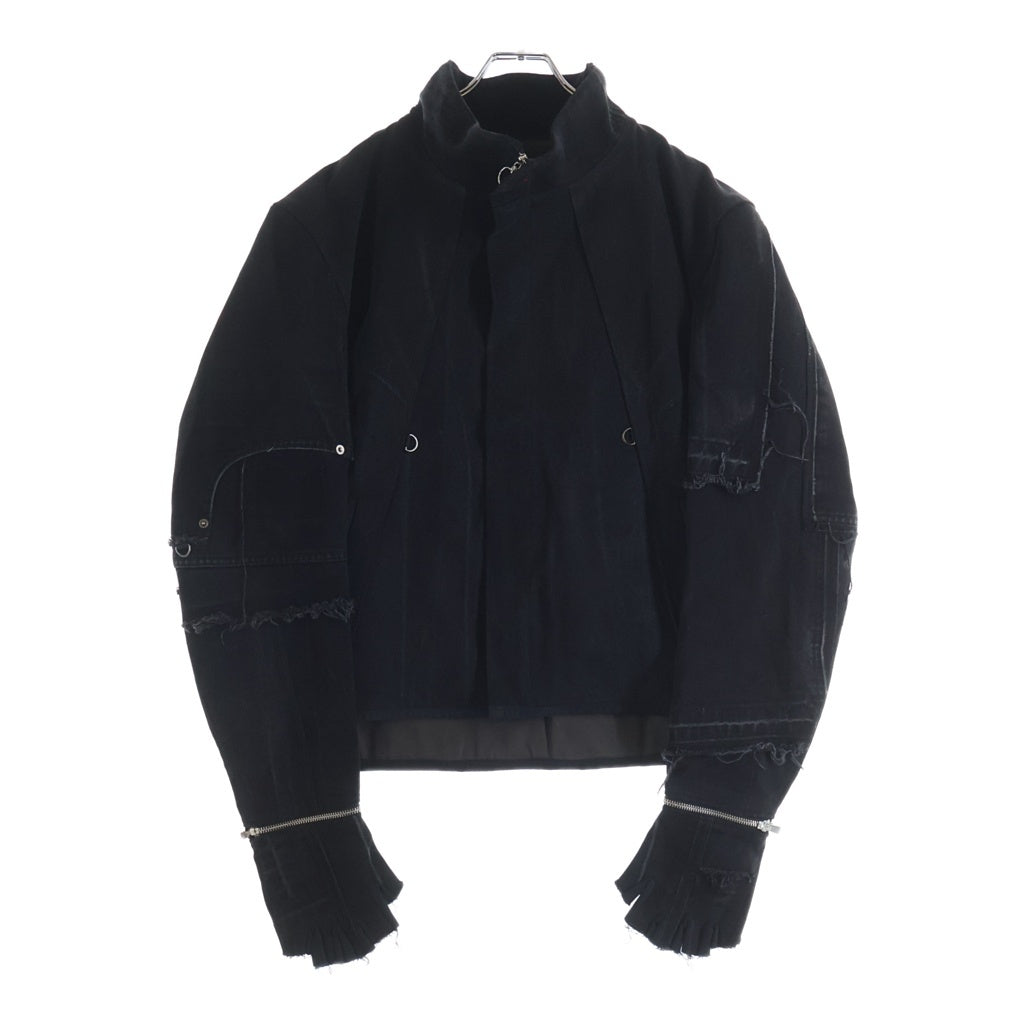 UNDER THE SIGN(アンダーザサイン) Gloved Denim Jacket ジップアップ デニムジャケット ブラック RP-006.004
