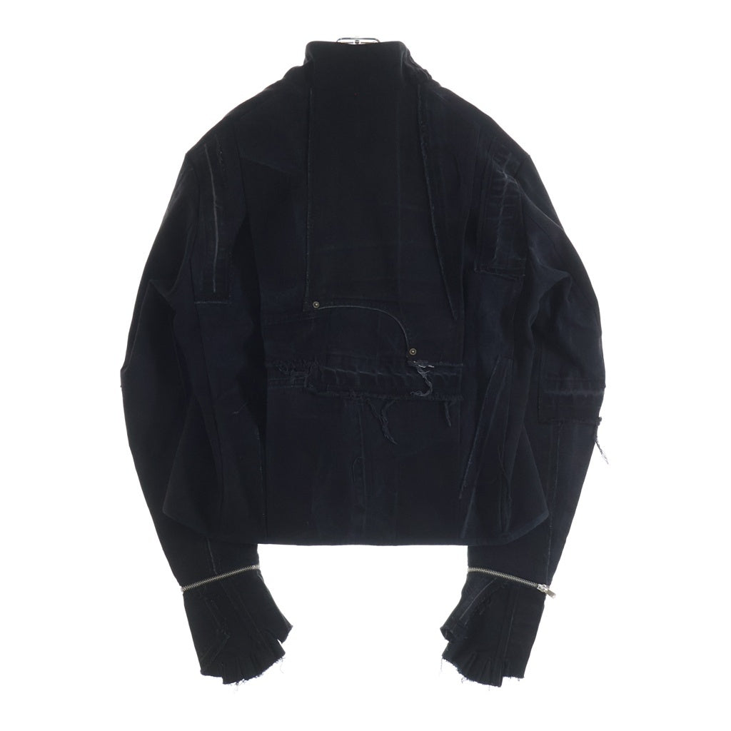 UNDER THE SIGN(アンダーザサイン) Gloved Denim Jacket ジップアップ デニムジャケット ブラック RP-006.004